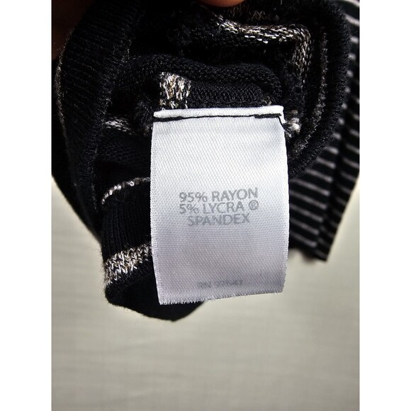 J Jill Wearever Collection Tunic Top Sz L Black Gray Stripe 3/4 Sleeve Stretch - Picture 6 of 6